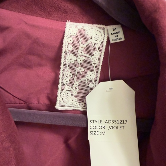 BRAND NEW! Suede Moto Jacket 😎 Purple women’s jacket. Size Medium - Picture 3 of 7